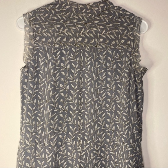 Madewell Grey Willow Leaf Print Sleeveless Sack Midi Dress Frilly Fairy Size 00 - Picture 11 of 16